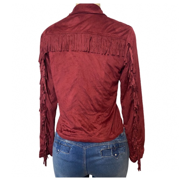 Fringe Burgundy Jacket - Picture 4 of 8